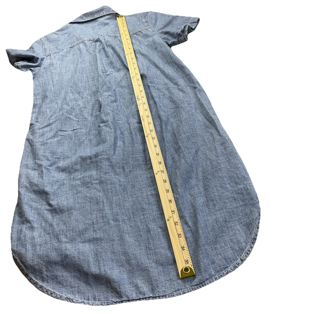 Gap Denim Popover Dress Womens Petite XS Chambray Collared Pockets Casual - Picture 5 of 7